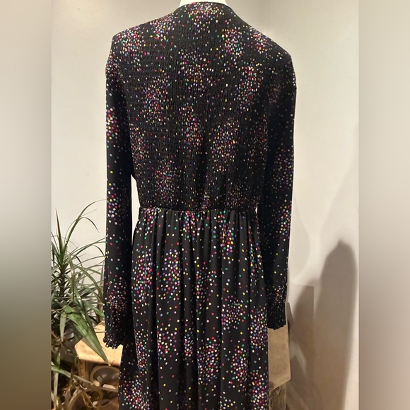 KATE SPADE CONFETTI PRINT SMOCKED SHIRT DRESS Zip Front Size 10 - Picture 8 of 16